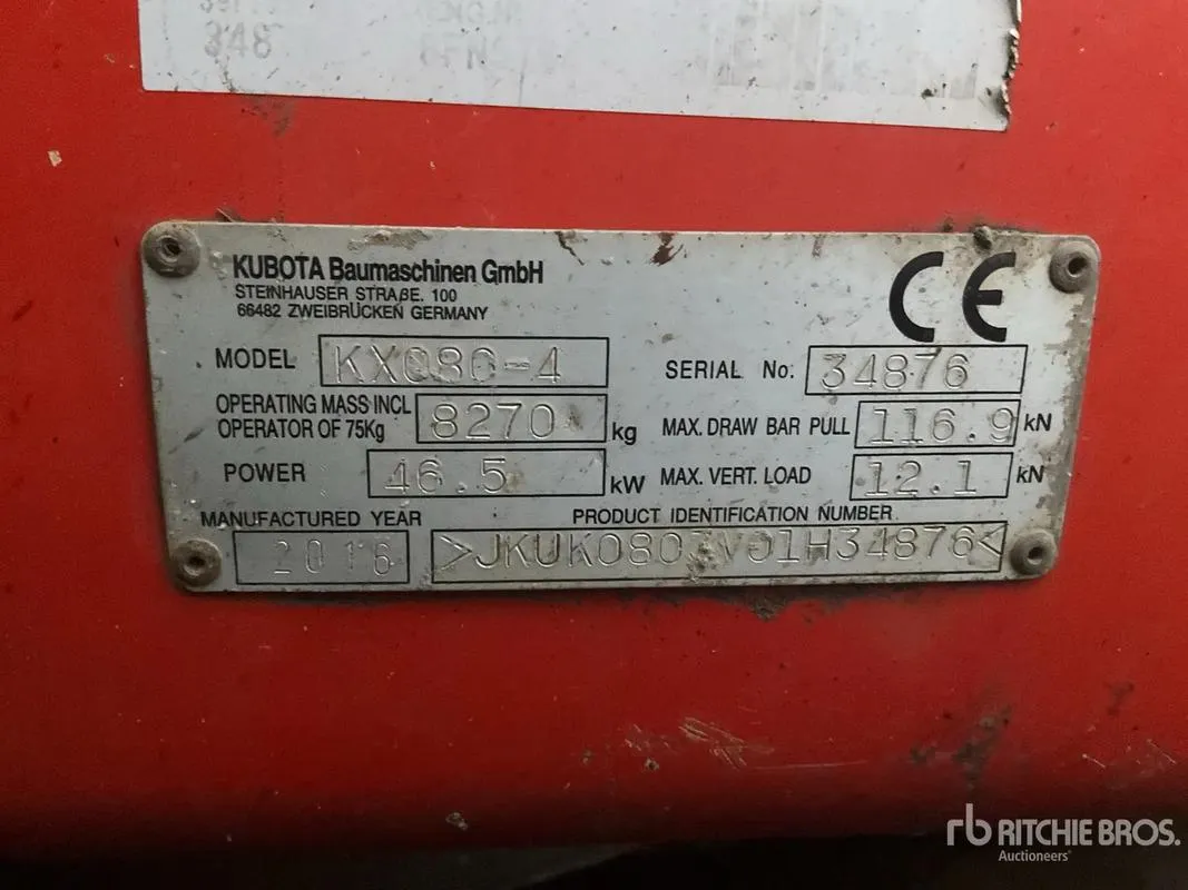 الحفارة الصغيرة المستعملة KUBOTA KX080-54